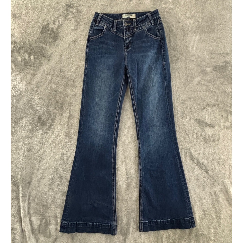 Women's Dark Indigo Flare Jeans - Wide Leg Stretch